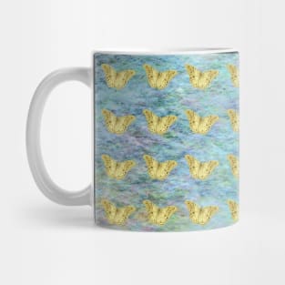 Gold butterflies on textured background Mug